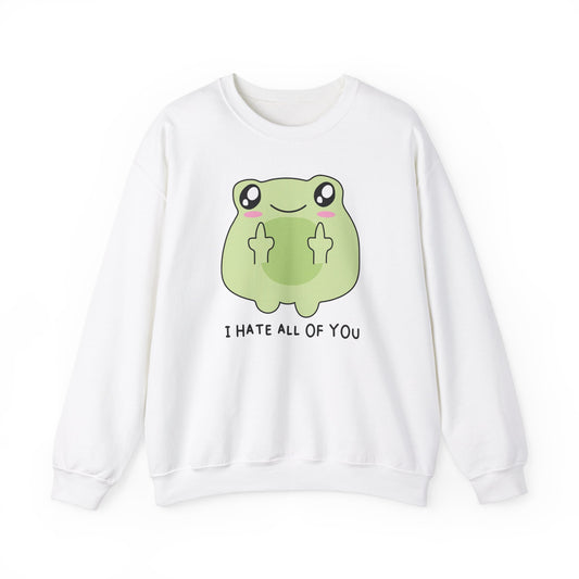 Hate All of You Funny Frog Middle Fingers Sweatshirt