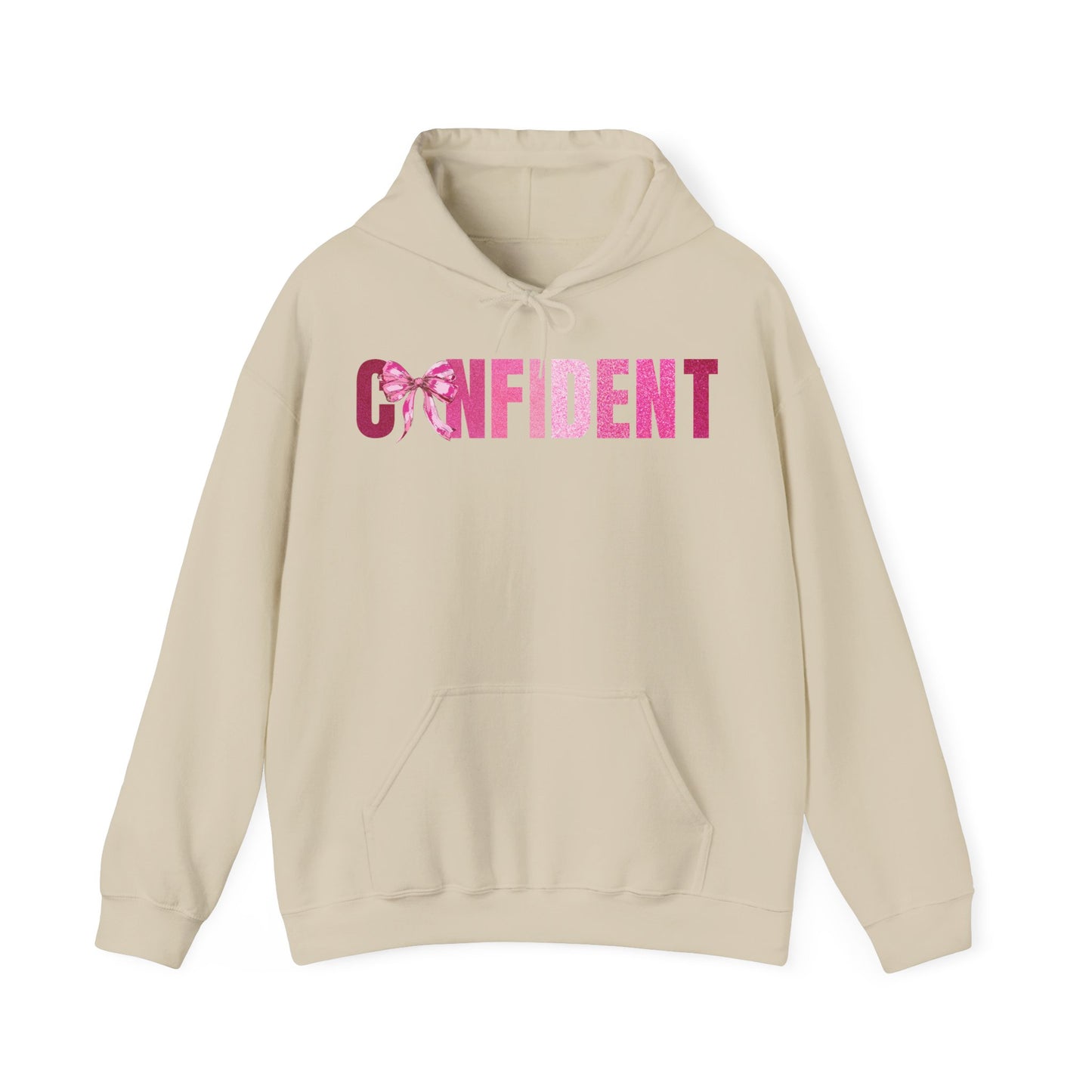Confident Glitter Pink Coquette Bow Hoodie