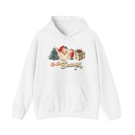 Tis The Season Christmas Tree Cute Santa And Gift Graphic Hoodie