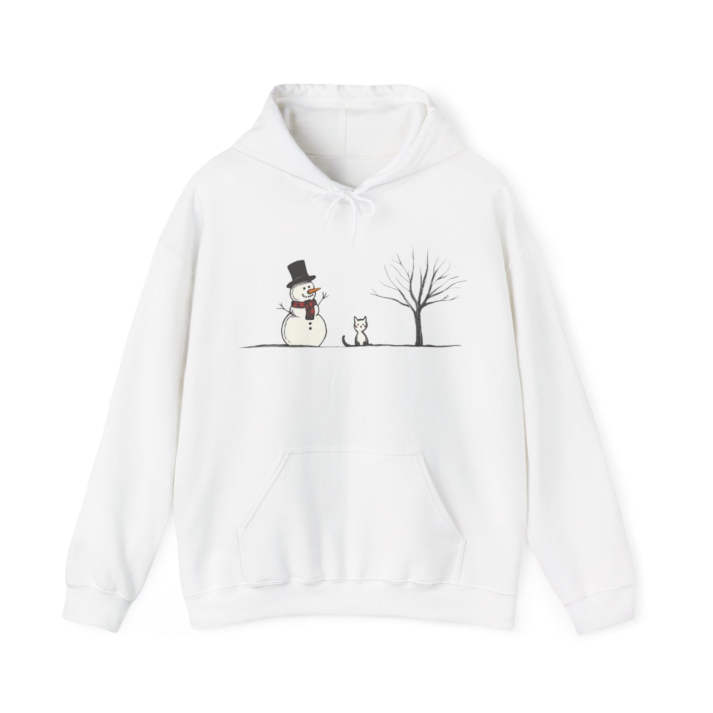 Snowman Tree And Cat Hoodie