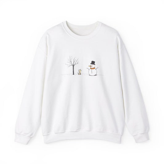 Snowman Tree and Cat Graphic Sweatshirt