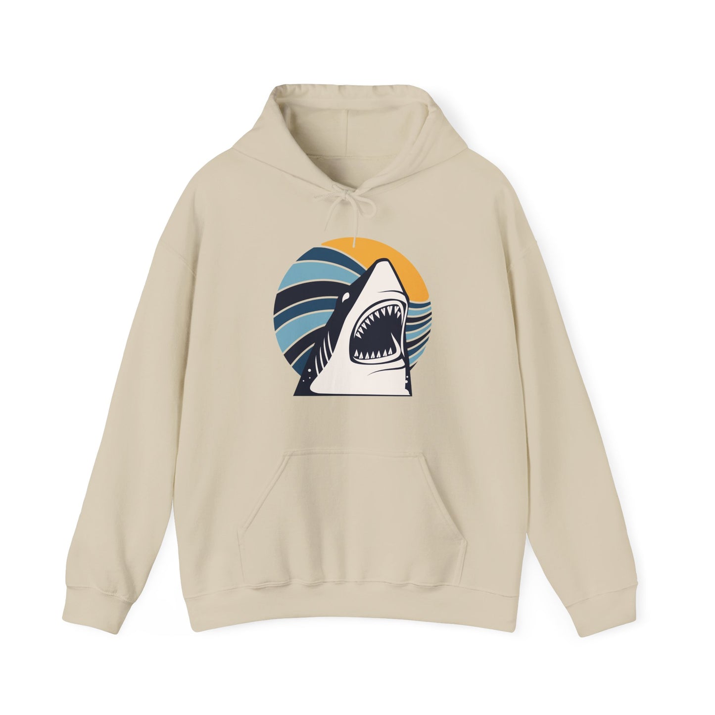 Shark and Waves With Sunset Graphic Hoodie
