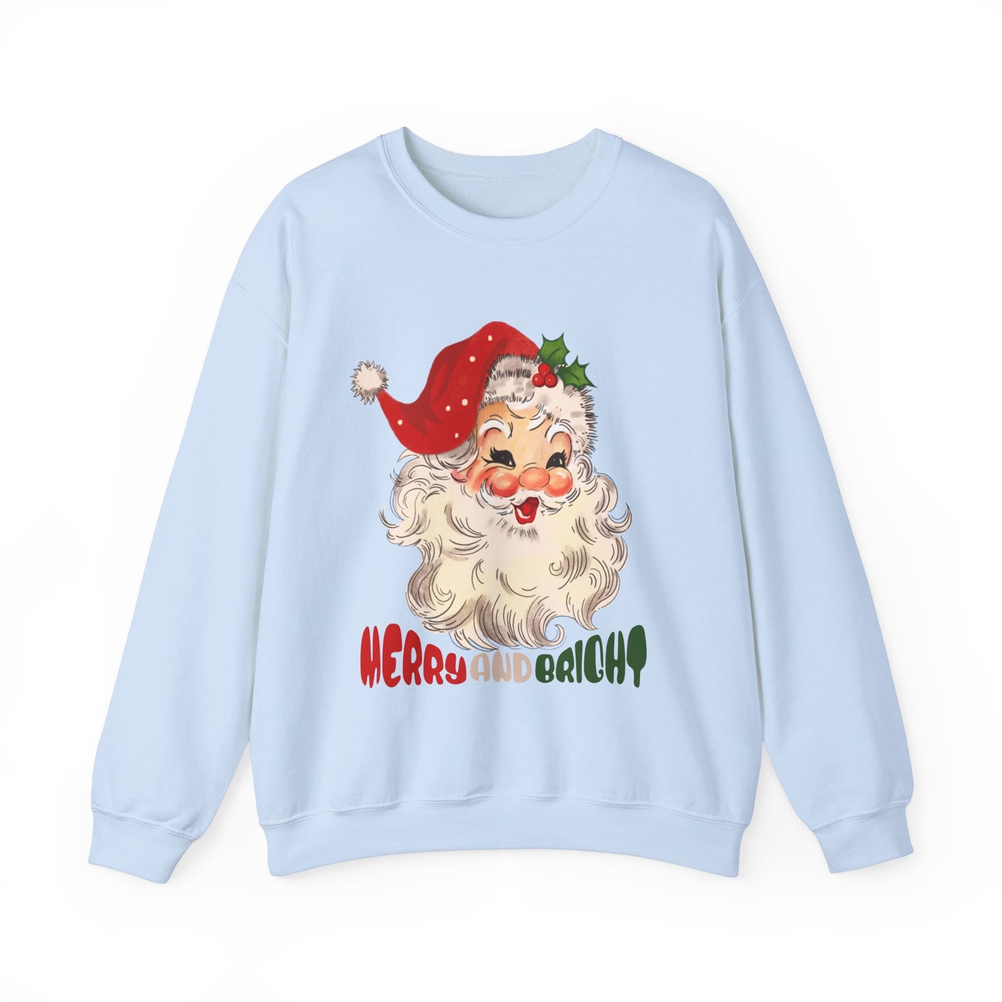 Merry And Bright Cute Santa Sweatshirt