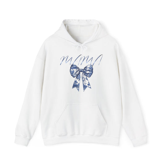 Toile De Jouy Blue Coquette Bow Mama Hoodie