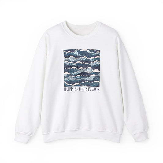 Happiness Comes in Waves Ocean Waves Graphic Sweatshirt