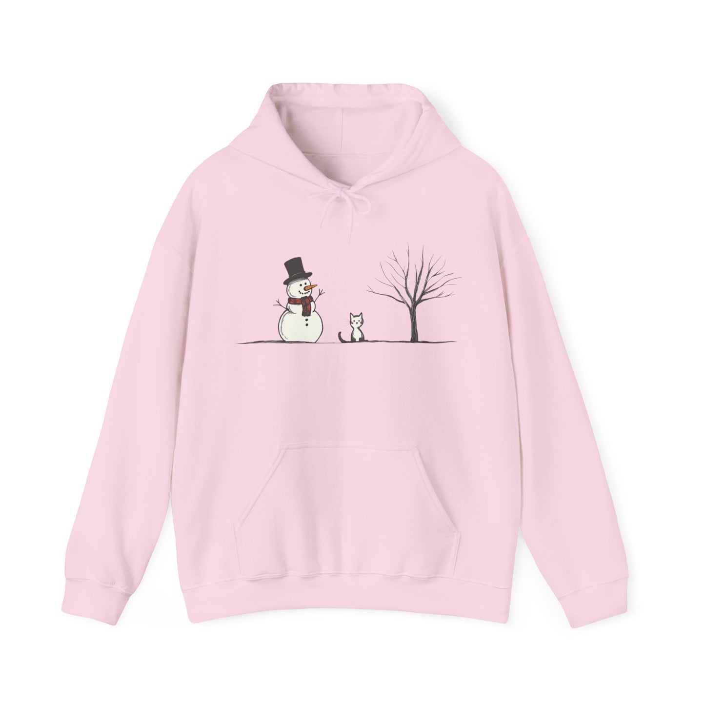 Snowman Tree And Cat Hoodie