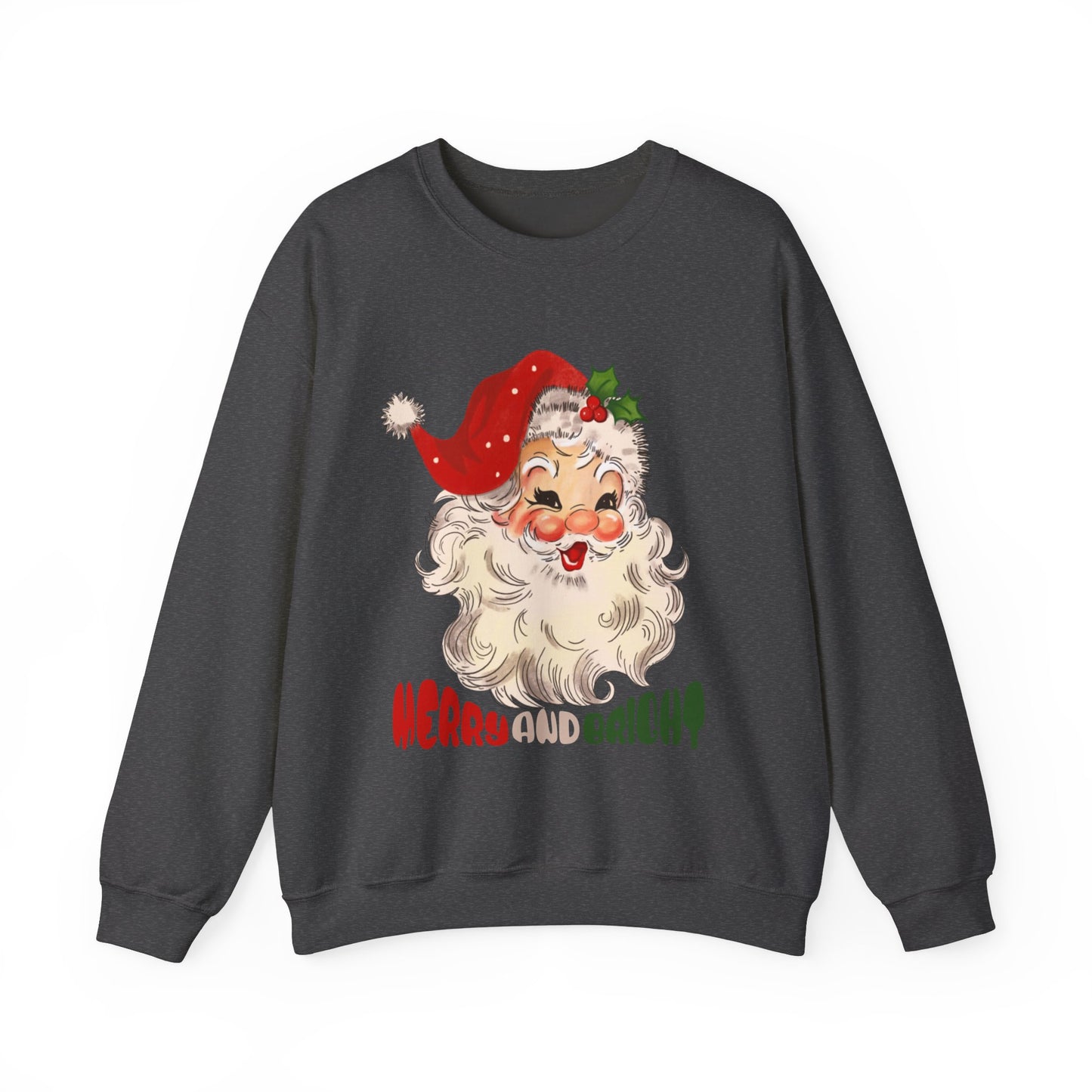 Merry And Bright Cute Santa Sweatshirt