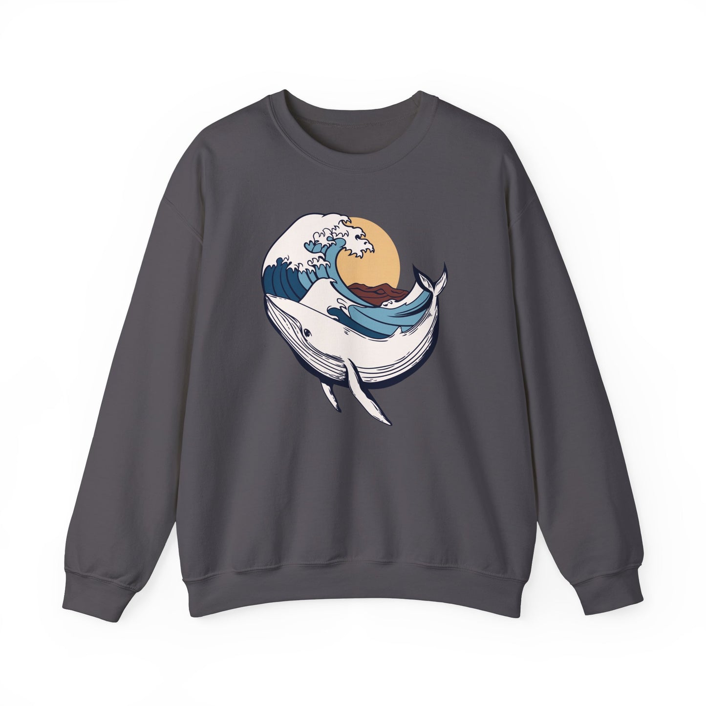 Whale and Ocean Waves With Sun Graphic Sweatshirt