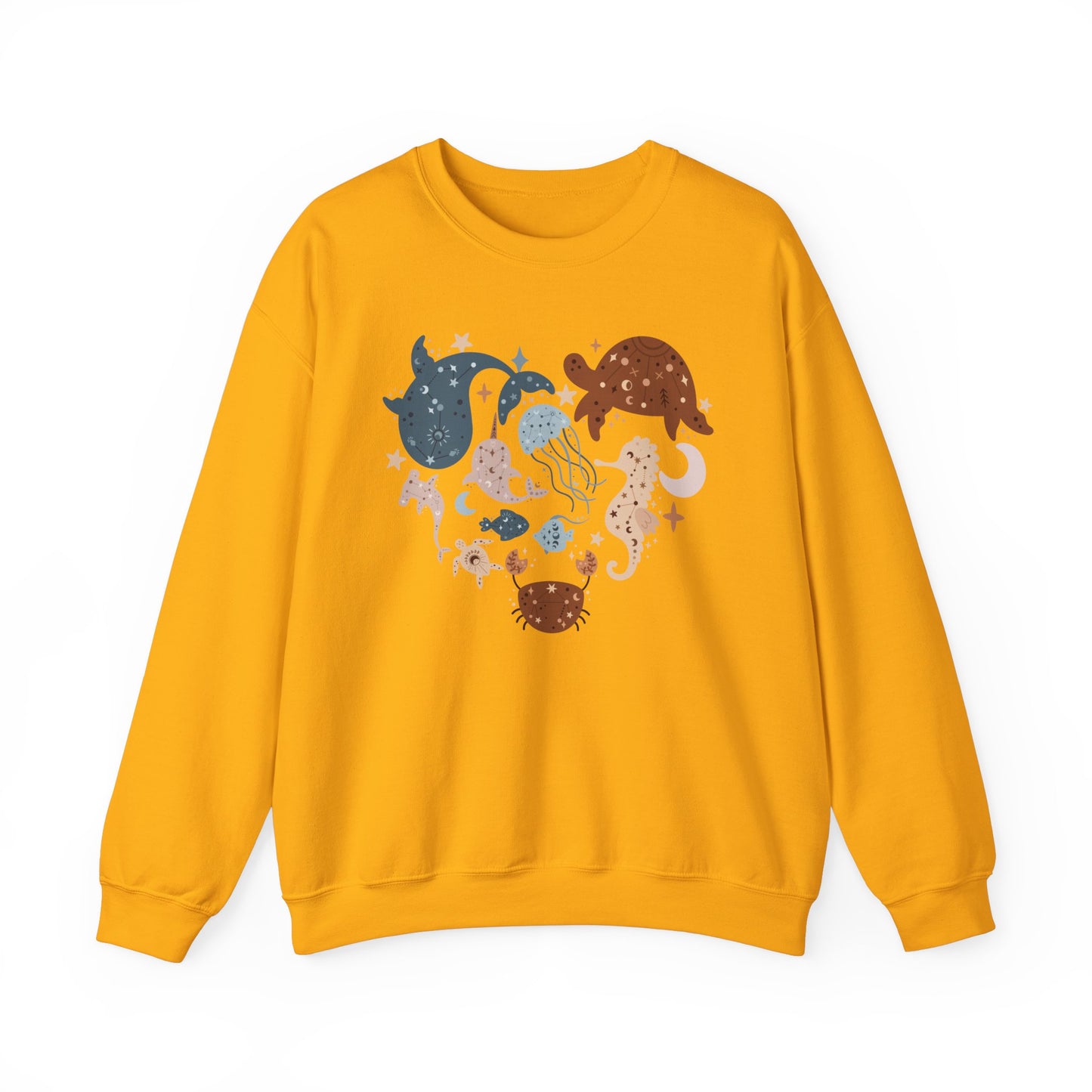 Celestial Sea Animals In Heart Shape Sweatshirt