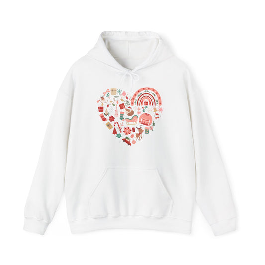 Christmas Graphics Pink Heart Shape Hoodie