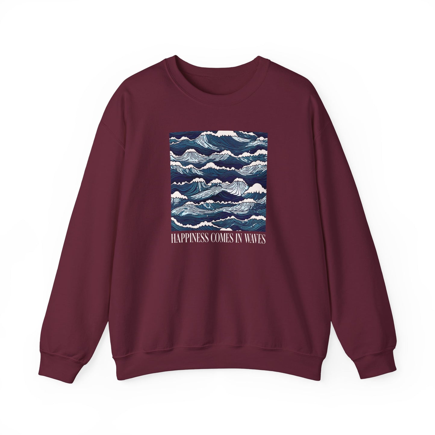 Happiness Comes in Waves Ocean Waves Graphic Sweatshirt