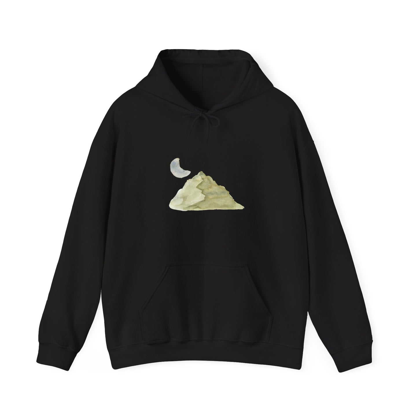 Watercolor Mountain And Moon Hoodie