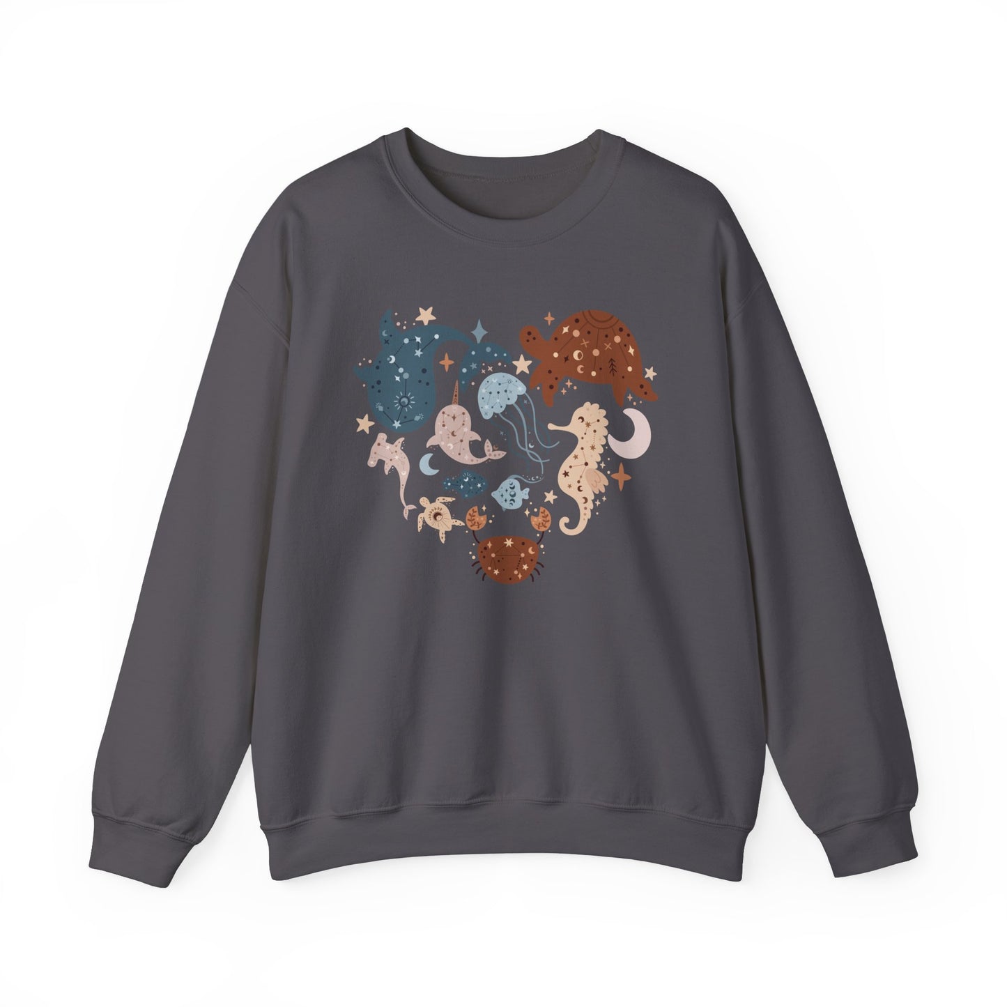 Celestial Sea Animals In Heart Shape Sweatshirt