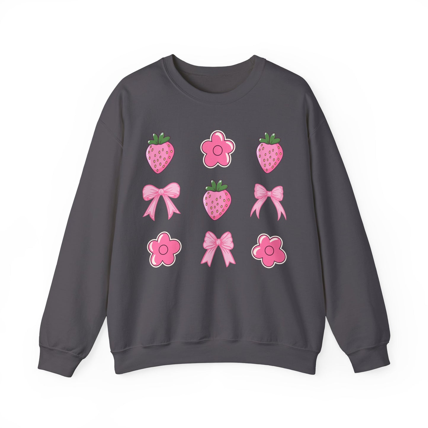 Pink Coquette Bows With Cute Flowers And Strawberries Sweatshirt