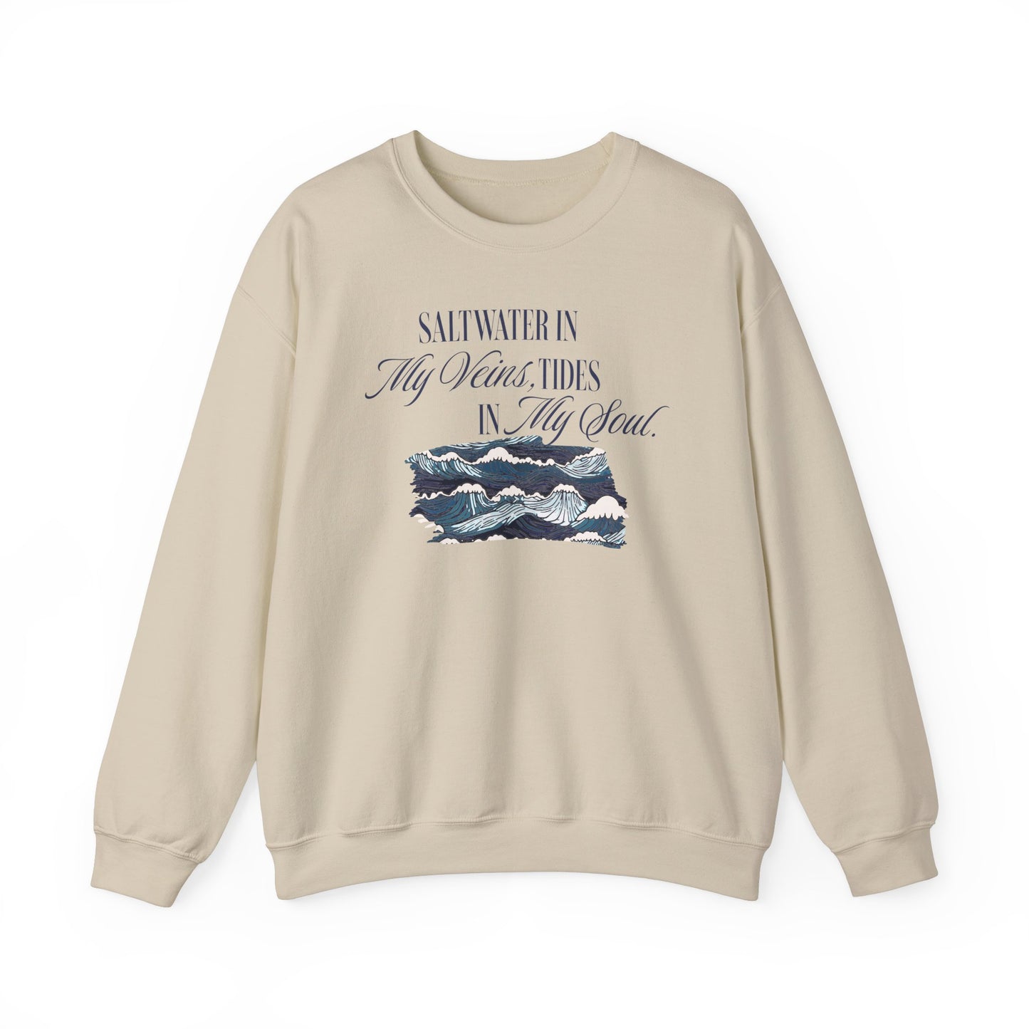 Saltwater In My Veins Tides In My Soul With Ocean Waves Graphic Sweatshirt